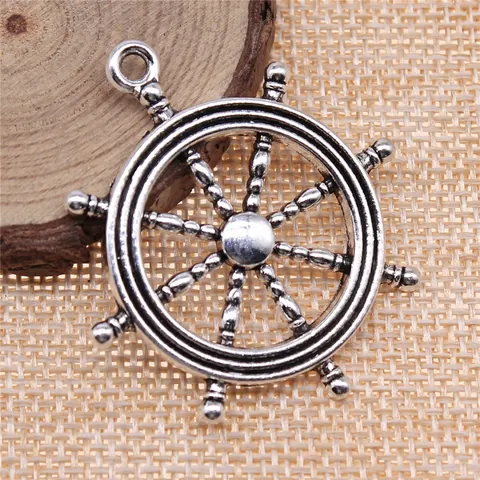 Ciondolo Timone Nave Nautico in Lega Vintage per Creazione Gioielli Fai da Te Bracciale Collana Bronzo Argento Antico Ciondoli a Tema Nautico