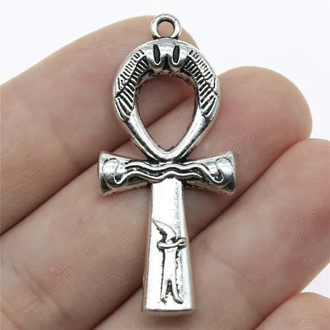 Vintage Ancient Egyptian Ankh Cross Charm Pendant For DIY Jewelry Making Alloy Antique Bronze Silver Gold Religious Symbols Relief Charm