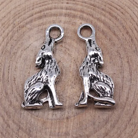 Antiksilber Heulender Wolf Anhänger Legierung Tier Charms Für DIY Schmuckherstellung Halsketten Armbänder Bastelbedarf Zubehör