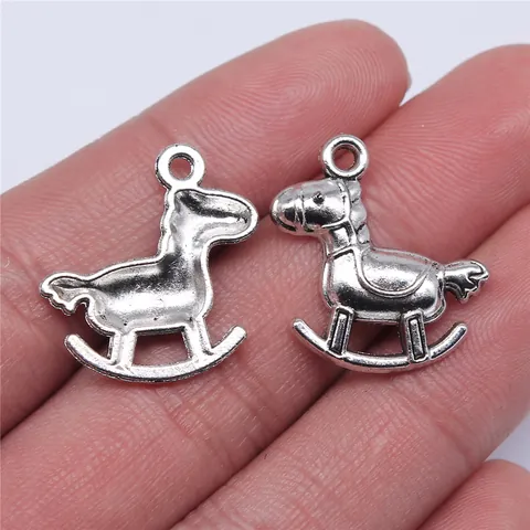 Pendentif en Alliage de Zinc Argent Antique Cheval à Bascule pour DIY Collier Bracelet Accessoires de Bijouterie Motif Animal