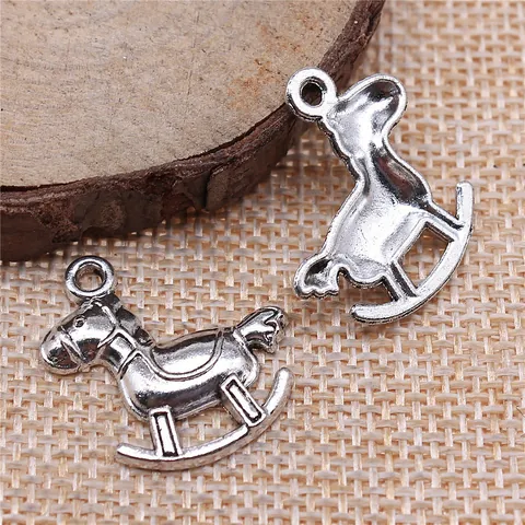 Pendentif en Alliage de Zinc Argent Antique Cheval à Bascule pour DIY Collier Bracelet Accessoires de Bijouterie Motif Animal
