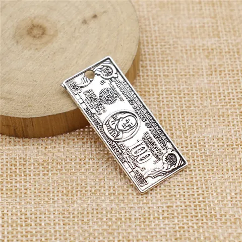 Retro Alloy Antique Silver Money Pendant Vintage Dollar Bill Pattern Charm For DIY Jewelry Making Findings Craft Accessories