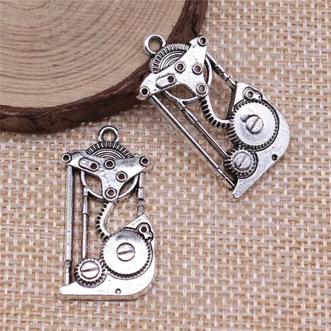 Steampunk Antique Silver Engine Pendant Industrial Mechanical Gear Metal Charm For DIY Jewelry Making Apparel Accessories