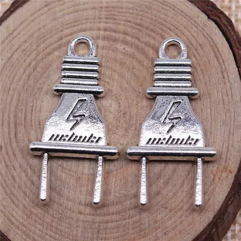 Retro Antique Silver Plug Pendant DIY Jewelry Finding Metal Alloy Lightning Bolt Charm For Necklace Bracelet Accessory