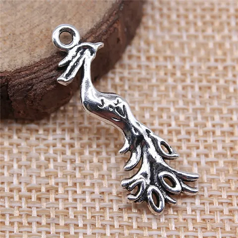 Vintage Zinc Alloy Phoenix Peacock Pendant Retro Firebird Animal Charms For DIY Jewelry Making Necklaces Bracelets Accessories