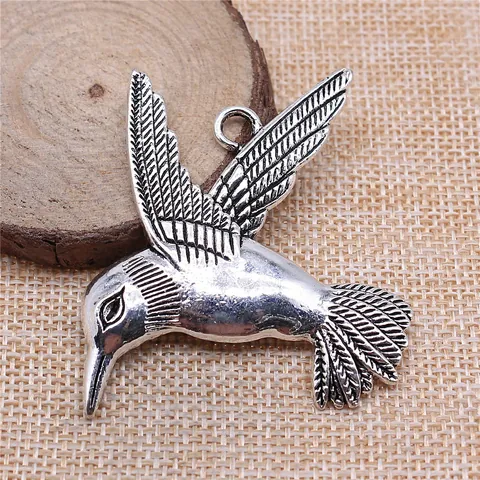 Large Vintage Alloy Hummingbird Pendant Antique Silver Bronze Bird Charms For DIY Jewelry Making Accessories Handcraft