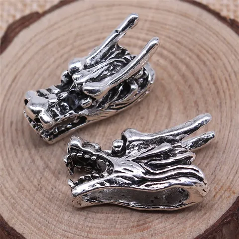 Antique Silver 3D Dragon Head Pendants Mythical Animal Charm For DIY Jewelry Making Necklaces Bracelets Metal Findings Accessory