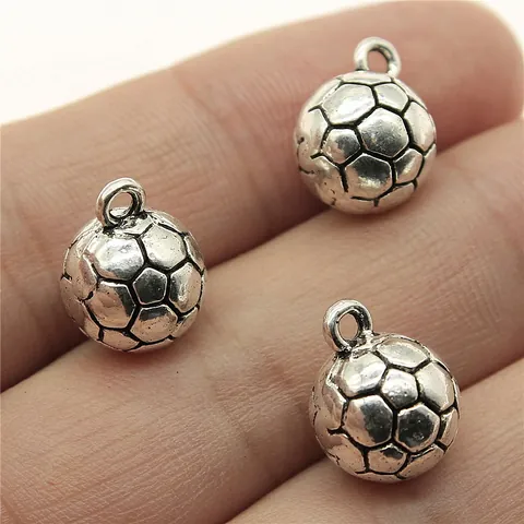 3D Soccer Football Pendant Antique Silver Alloy Sport Charms DIY Jewelry Making Accessories Retro Football Shape Metal Pendant