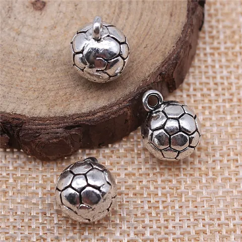 3D Soccer Football Pendant Antique Silver Alloy Sport Charms DIY Jewelry Making Accessories Retro Football Shape Metal Pendant