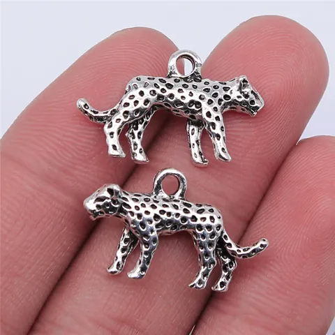 Lindo Colgante de Leopardo Animal Aleación de Zinc Plata Antigua Oro Antiguo Leopard Charms Para DIY Joyería Hecha a Mano Collar Pulsera Accesorios