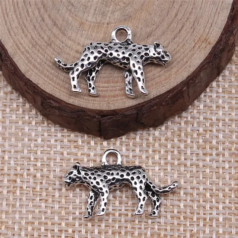 Lindo Colgante de Leopardo Animal Aleación de Zinc Plata Antigua Oro Antiguo Leopard Charms Para DIY Joyería Hecha a Mano Collar Pulsera Accesorios