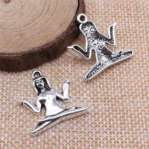 Antique Silver Yoga Figure Pendant Alloy Zen Meditation Pose DIY Jewelry Accessories For Necklace Bracelet Making Crafting