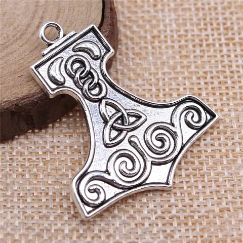Μενταγιόν Βίκινγκ Mjolnir Thor Hammer Αντίκες Ασημένιο Μεταλλικό Κελτικός Κόμπος Αξεσουάρ Για Χειροποίητα Κολιέ Βραχιόλια Κοσμήματα