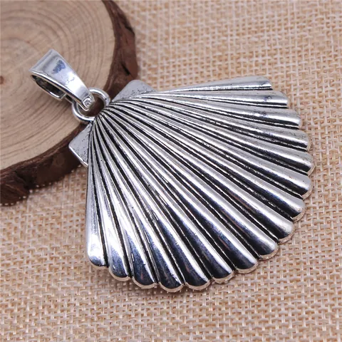 Antique Silver Metal Large Scallop Shell Pendant Ocean Animal Charms For DIY Jewelry Making Handicraft Necklace Accessory
