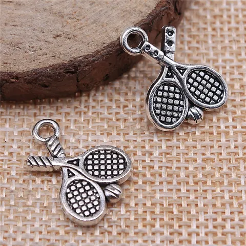 Alloy Antiek Zilver Tennisracket Hanger Gegalvaniseerd Retro Sport Thema DIY Sieraden Maken Charms Kleding Accessoires