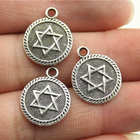 Vintage Zinc Alloy Double Sided Hexagram Star Pendant Charms For DIY Necklace Bracelet Earring Making Jewelry Accessories