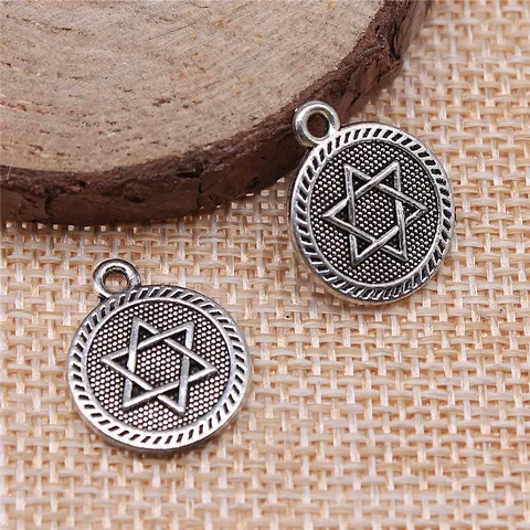 Vintage Zinc Alloy Double Sided Hexagram Star Pendant Charms For DIY Necklace Bracelet Earring Making Jewelry Accessories