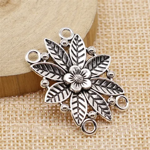 Vintage Legierung Blume Schmuckverbinder Antik Silber Bronze Vier Loch Link Für DIY Halskette Armband Körper Kette Zubehör