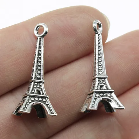 3D Eiffel Tower Metal Alloy Charm Pendant For DIY Jewelry Making Necklaces Bracelets Ancient Silver Bronze Tower Pendant
