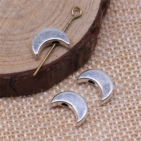 Perle a Foro Piccolo a Forma di Luna in Lega di Zinco Sole Luna Stella Vintage Fai da Te Accessori per Gioielli Ciondoli Confezione