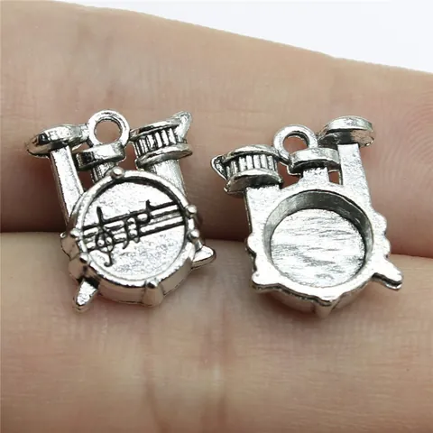 Antique Silver Bronze Gold Alloy Jazz Drum Charms Musical Instrument Pendants With Score Pattern For DIY Jewelry Making Music Lovers Gift