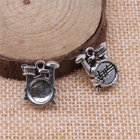 Antique Silver Bronze Gold Alloy Jazz Drum Charms Musical Instrument Pendants With Score Pattern For DIY Jewelry Making Music Lovers Gift