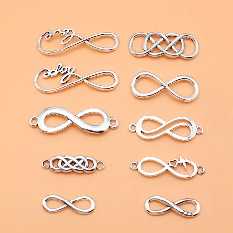 Antique Silver Alloy Infinity Symbol Charms For DIY Jewelry Making Vintage Infinity Sign Pendants For Bracelet Necklace Crafting