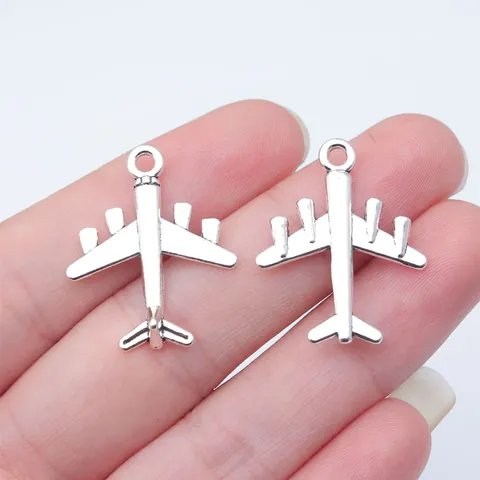 Colgante de Aleación en Forma de Avión Amuletos de Avión Galvanizados para Hacer Joyas DIY Accesorios de Collar y Pulsera