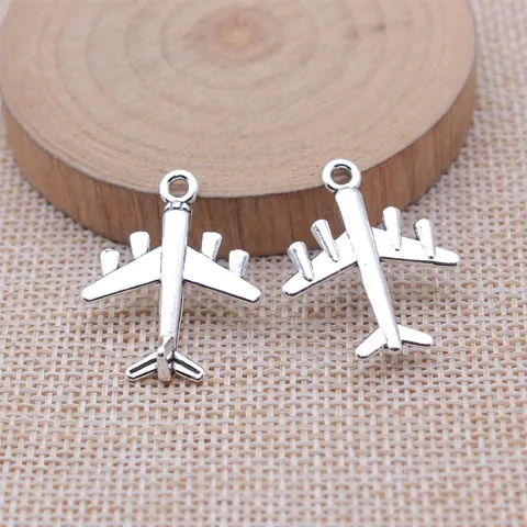 Colgante de Aleación en Forma de Avión Amuletos de Avión Galvanizados para Hacer Joyas DIY Accesorios de Collar y Pulsera