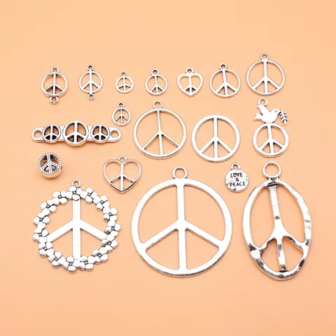 Antiek Zilver Vredesteken CND Symbolen Legering Hangers Charms Voor DIY Ketting Armband Sieraden Maken Decoratie