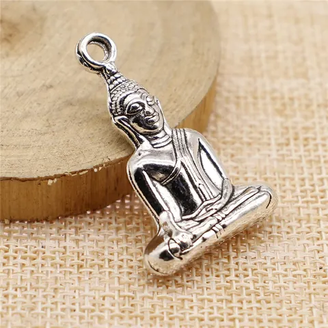Pendentif Statue de Bouddha en Alliage Antique Rétro Religieux Charme de Bouddha Pour Création de Bijoux Collier Accessoire