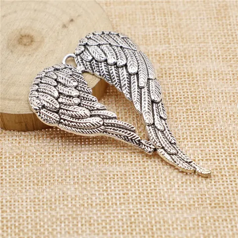 Vintage Alloy Angel Wing Charms Antique Silver Bronze Plated Feather Pendants For DIY Jewelry Making Findings Gothic Accessories