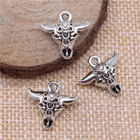 Antique Silver Bull Head Pendant Metal Animal Charm For DIY Jewelry Making Necklace Bracelet Earring Accessories