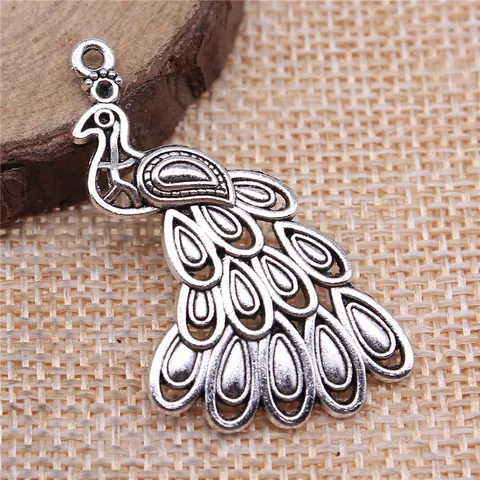 Vintage Metal Peacock Pendant For DIY Jewelry Making Animal Charms Retro Style Necklace Accessory Craft Supply