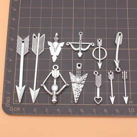 Antique Silver Alloy Arrow And Bow Charms Pendants For Jewelry Making DIY Crafting Supplies Women Men Fashion Accessory