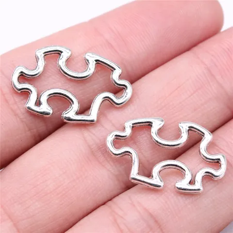 Antique Silver Puzzle Piece Charms For Jewelry Making DIY Craft Metal Pendants For Necklace Bracelet Findings Accessories