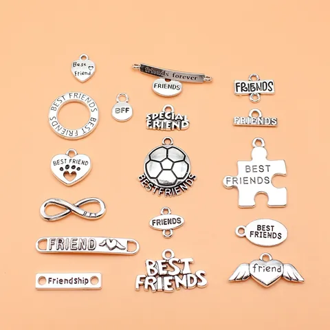 Altsilber Legierung Best Friend Anhänger Für DIY Schmuckherstellung Freundschaft BFF Herz Unendlichkeit Puzzle Anhänger Handwerk Zubehör
