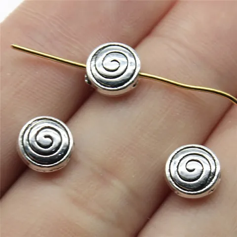 Vintage Alloy Swirl Pattern Small Hole Beads For DIY Jewelry Making Accessories Antique Silver Gold Bronze Spiral Metal Beads