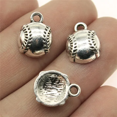Breloque Baseball en Alliage Argent Antique pour Création de Bijoux DIY Thème Sportif Vintage Metal Baseball Charms