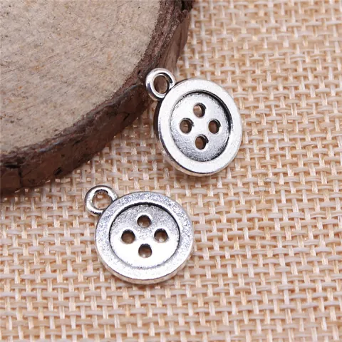 Antieke Legering Knop Vorm Hanger Charms Voor DIY Sieraden Maken Retro Vier Gats Knop Charms Voor Ketting Armband