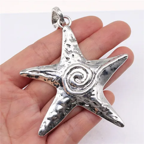Colgante de Estrella de Mar de Aleación Vintage Gran Animal Marino Estilo Oceánico Dije Galvanizado Artesanías Fabricación de Joyas Accesorio Para Collar DIY