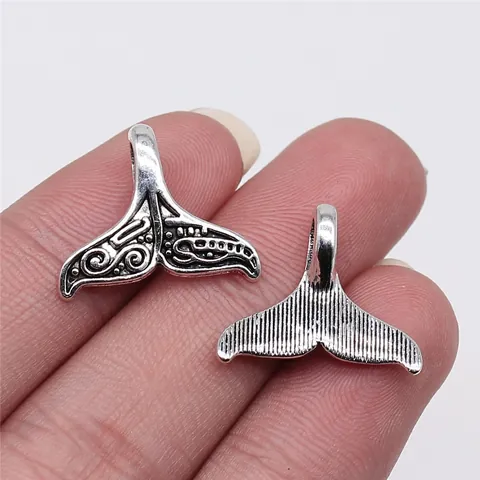 Pendentif Queue de Baleine Argent Antique Alliage Rétro Océan Pour Fabrication de Bijoux DIY Collier Bracelet Accessoire Artisanal