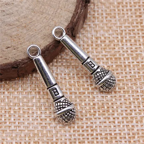 Ciondoli in Metallo a Forma di Microfono Vintage per Gioielli Fai da Te Accessorio a Tema Musicale per Collana Braccialetto