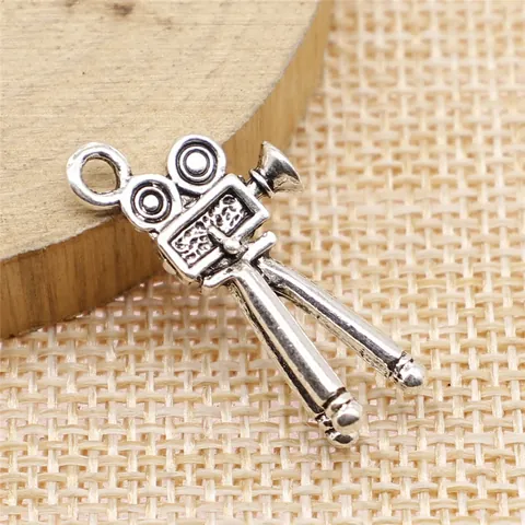 Vintage Antique Silver Alloy Movie Projector Pendant DIY Jewelry Making Finding Retro Cinema Projector Charm Accessory