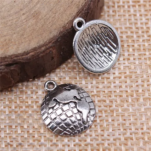 Vintage Antique Silver Earth Globe Pendant Metal DIY Jewelry Charms For Necklaces Bracelets Jewelry Making Accessories