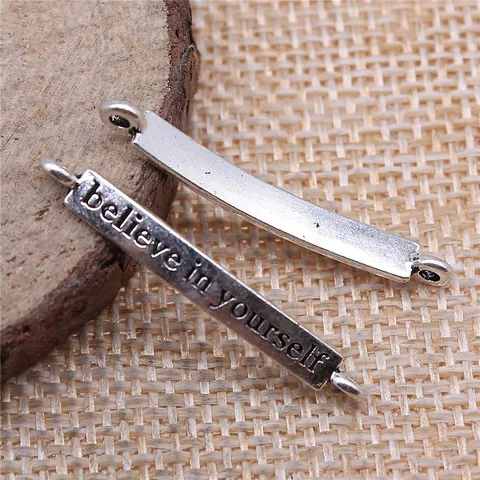 Vintage Legierung Believe In Yourself Zitat Verbinder Anhänger Inspirierend DIY Schmuck Zubehör Für Armbänder Halsketten Antiksilber Bar Charm