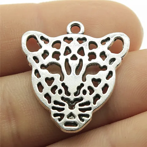 Retro Legierung Leopard Kopf Anhänger Tier Charms Hohl Design Für DIY Schmuckherstellung Zubehör Antik Leopard Gesicht Anhänger