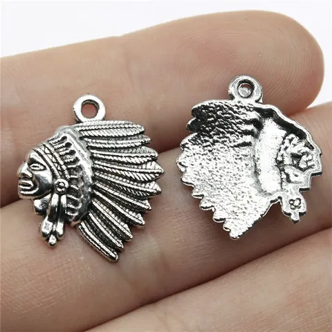 Retro Alloy Indian Chief Head Pendant Charms For DIY Jewelry Making Antique Silver Bronze Tribal Necklace Accessory