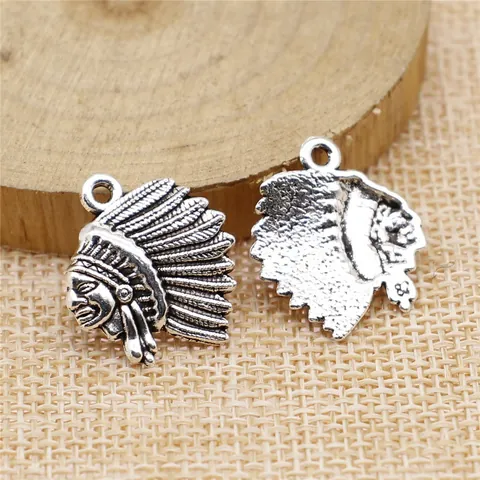 Retro Alloy Indian Chief Head Pendant Charms For DIY Jewelry Making Antique Silver Bronze Tribal Necklace Accessory