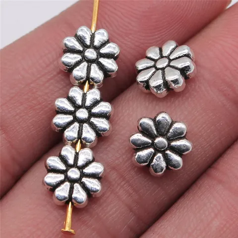 Vintage Metal Flower Spacer Beads Antique Silver Gold Bronze Floral Small Hole Loose Beads For DIY Jewelry Making Crafts